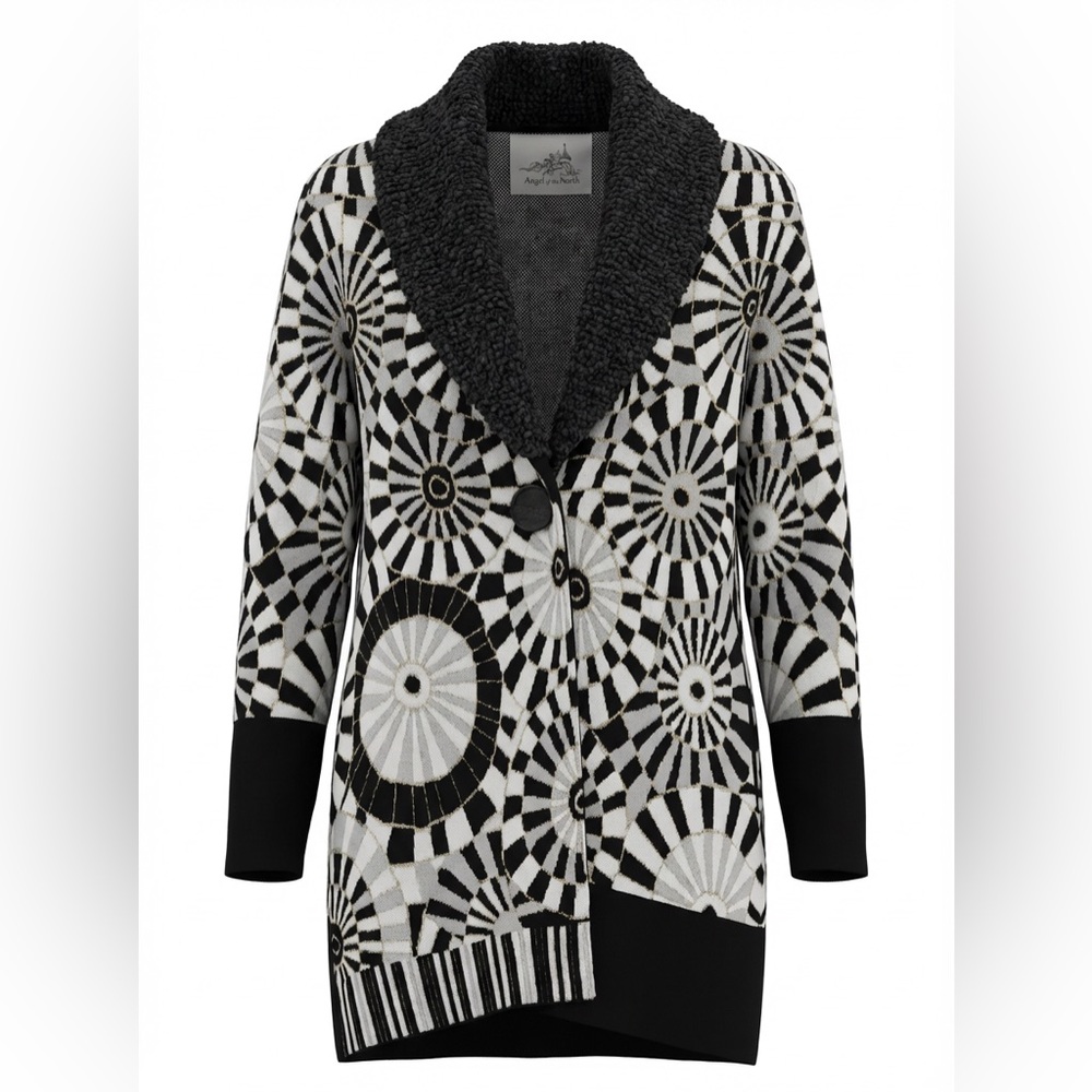 Anthropologie Angel of the North Wool Blend Geometric Sweater Jacket Small